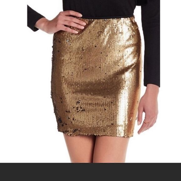 ‎Romeo & Juliet Couture Gold Sequin Skirt - M - Picture 3 of 12